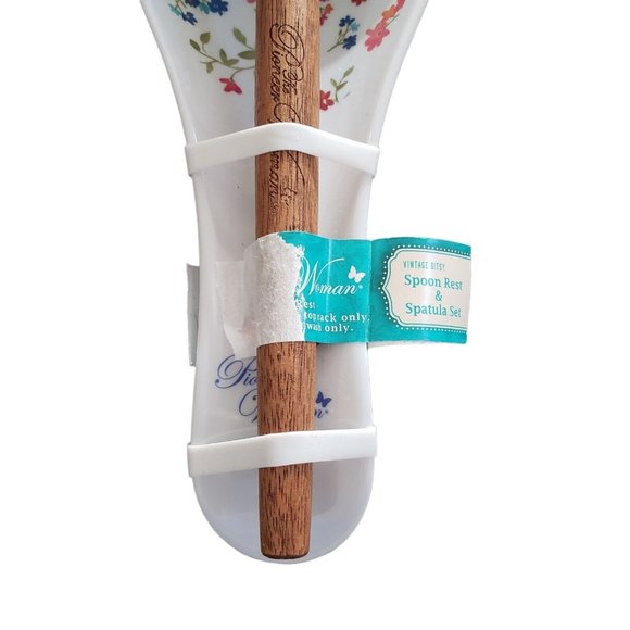 Pioneer Woman Ditsy Spoon Rest & Spatula Set Aqua Green New See Description - Picture 3 of 5